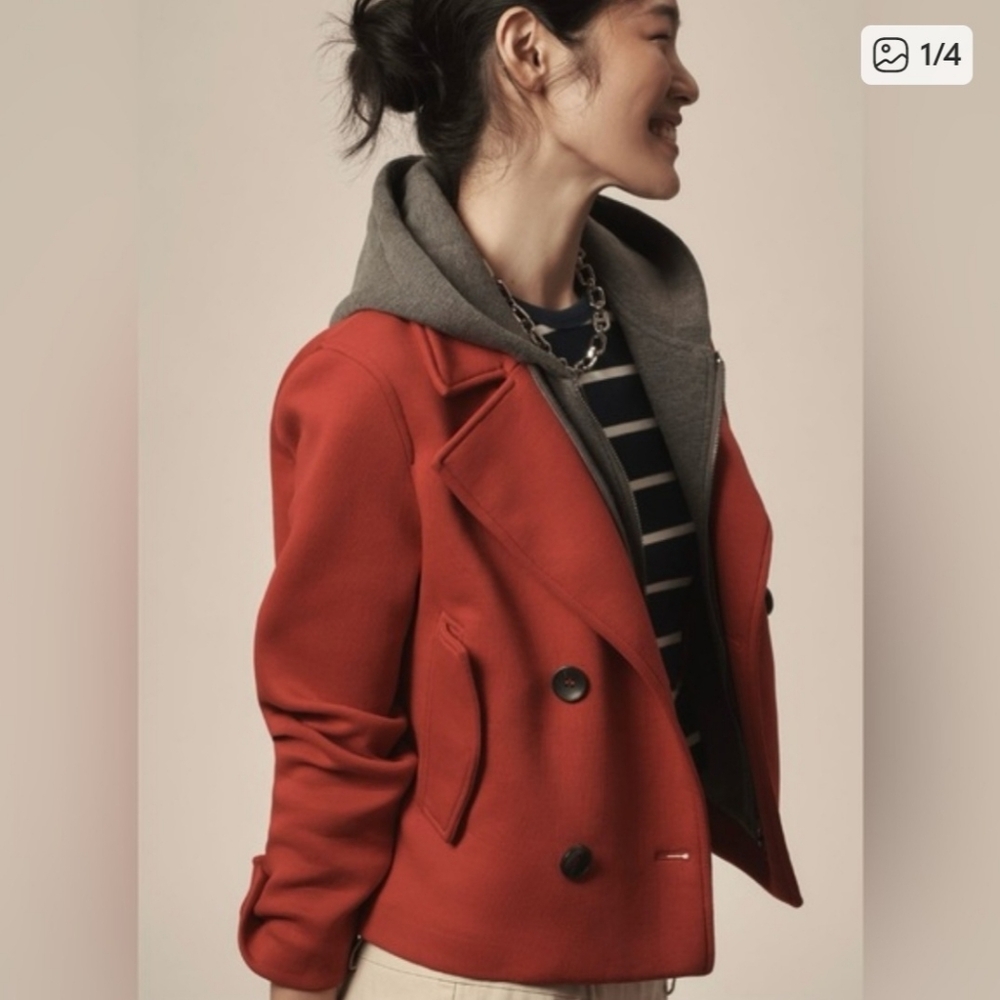 Anthropologie Maeve Twofer Hooded Jacket Coat Blazer